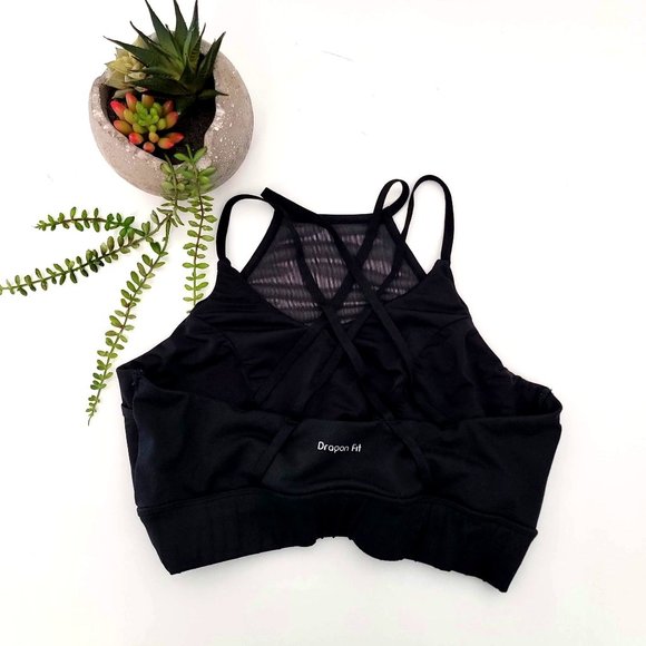 Dragon Fit Black w/ Mesh Front Multi Strap Exercise  Tank Top Size Medium - Picture 5 of 7